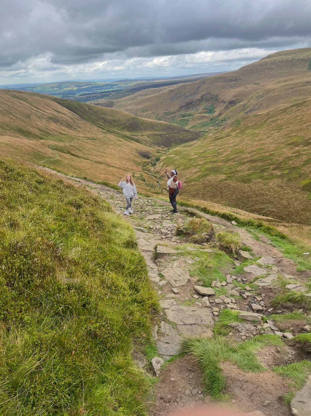 A group walking a trail in the Peak District